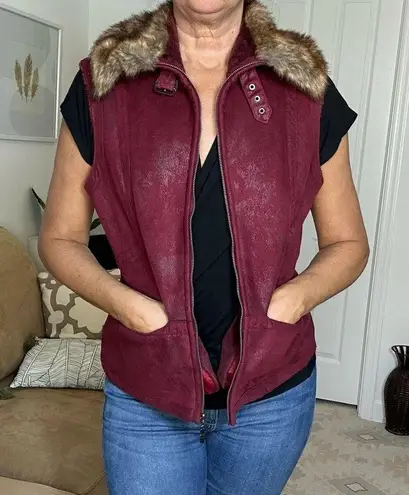 Montanaco faux fur vest metallic rust/plum/purple sz S