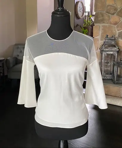 Sachin + Babi 🛍️ Noir Mesh Paneled Crepe Top White Size 0