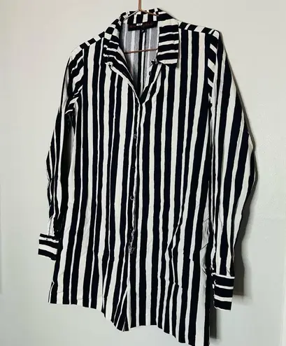 Martin Grant Women's Navy White Striped Cotton Longsleeve Romper Size 38