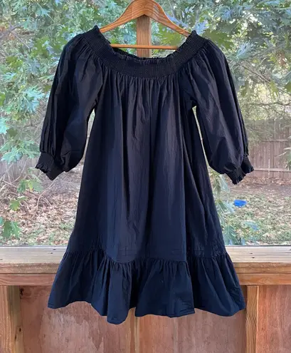Maeve Anthropologie Women's Black Cotton Poplin Mini Dress Size S