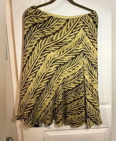 Ralph Lauren Vintage Lauren  Khaki Black Batik Tropical Palm Leaf Print Skirt