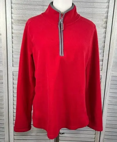 Old Navy  Women's Quarter Zip Fleece Jacket Red w Gray Trim-Large