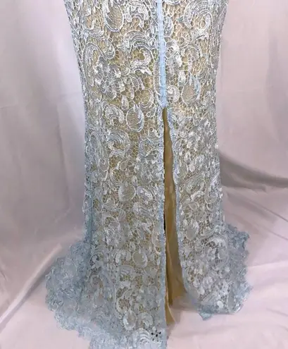 Maniju lace formal gown light blue with nude lining size M NWOT