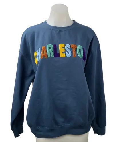 New York Popular Charleston Women's Blue Long Sleeve Sweater Sweatshirt Top L Size L