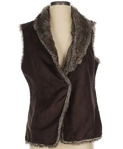CROSBY. FAUX FUR COLLAR BROWN BOHO VEST M Size M
