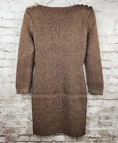 Retrofête Retrofete Avenue Rib Knit Dress in Metallic Cognac Size XL Long Sleeve Mini NWOT