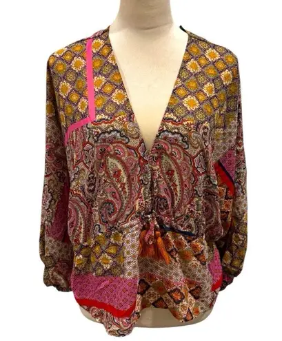 Aakaa NWT Boho Floral/Tribal Print Blouse