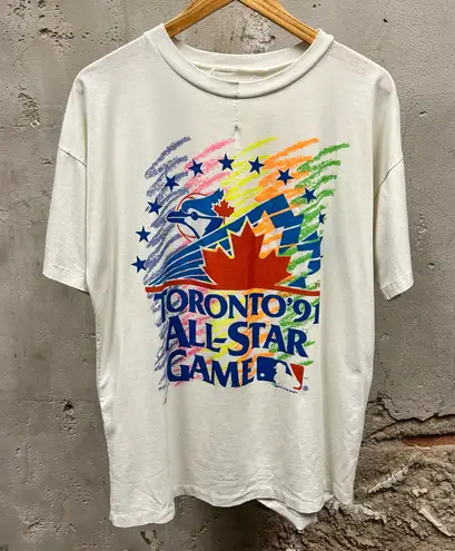 Vintage 90s MLB Toronto Canada 1991 All Stars Baseball Game Tee XL Colorful White