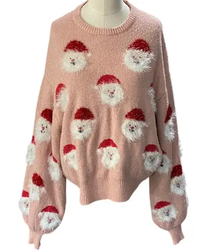 None Festive Pink Santa Sweater Size medium