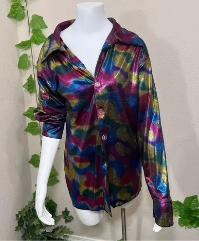 Disco 70’s Rainbow Metallic Top Size M
