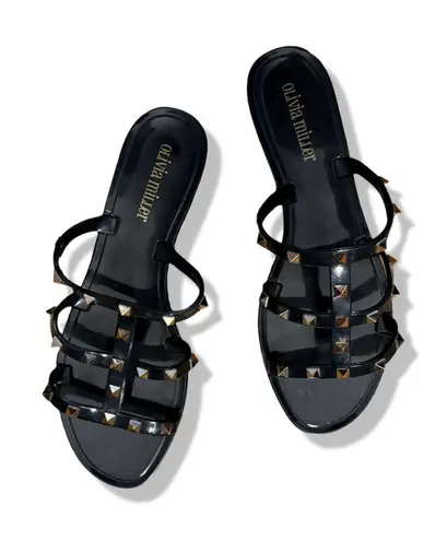 Olivia Miller Studded Black Flip Flops Size 9
