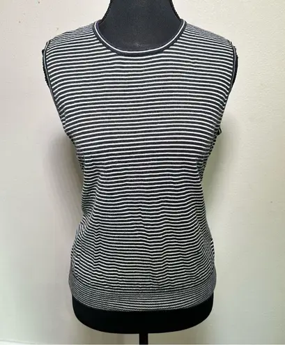 Willi Smith Black and White Ribbed Fitted Tank Top