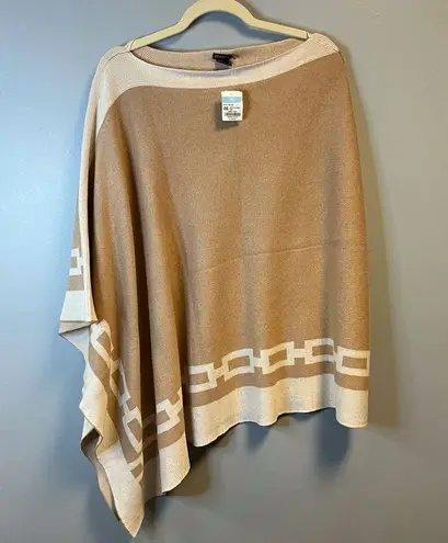 J. McLaughlin Knit Maud Poncho in Latte & Heathered Oatmeal One Size NWT