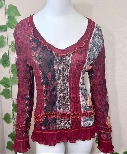 Alberto Makali Multi-print Floral Ruffle Blouse