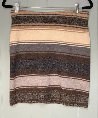 TOAD&CO Striped Wool Blend Knit Mini Skirt Size S Earth Tones Brown