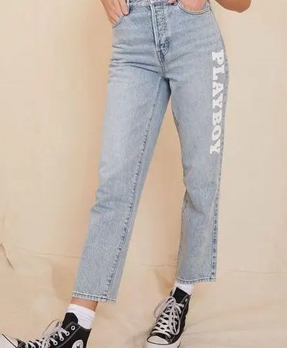 PacSun The Playboy by  Light Blue High Waisted Straight Leg Jean Size 0/24