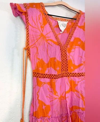Z&L Europe Women's M Cover Up Mini Dress Flutter Sleeve Multicolor Pink Size M