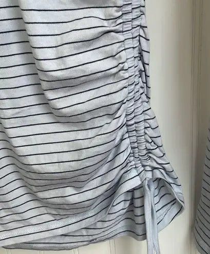 CALIA by Carrie Underwood long sleeve side ruching with ties striped top size XS Gray