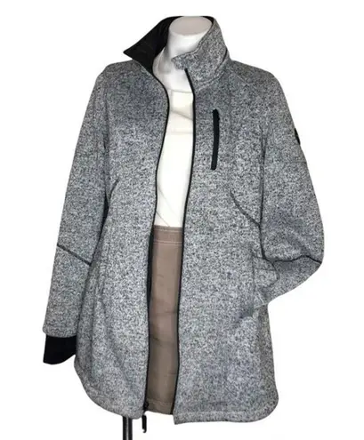 HALIFAX TRADERS Grey Fleece Jacket Long Full Zip Heathered Womens Size Large Gray