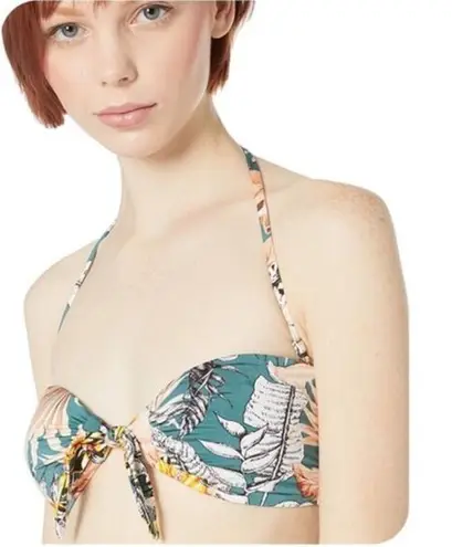 The Bikini Lab NEW Tropical bandeau bikini top, Teal, Medium