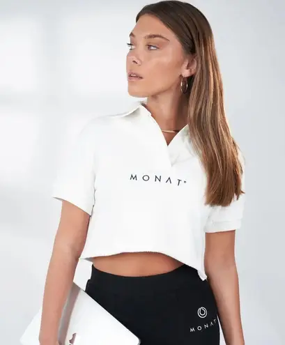 MOVING SALE Monat White Collared Crop Tee Size M
