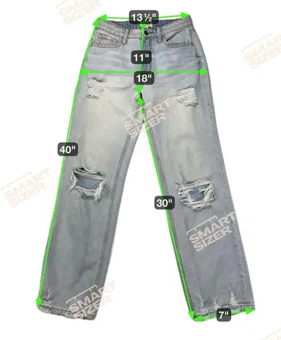 Ceros Skylar High Rise Dad Jeans Laguna Light Wash Distressed Size 26 Blue