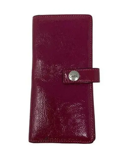 Coach  Bifold Wallet Patent Leather Dark Fuchsia