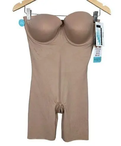 Spanx Assets By  Strapless Cupped Shaping Bodysuit‎ Large Beige Nude Slimming New