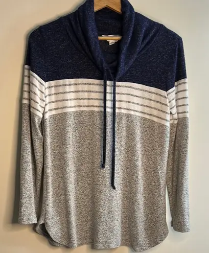 Market & Spruce  Women's Navy‎ and Gray Striped Sweater, size large - Image 1