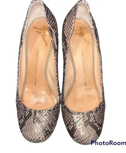 Giuseppe Zanotti Gold Metallic Snakeprint Heels
