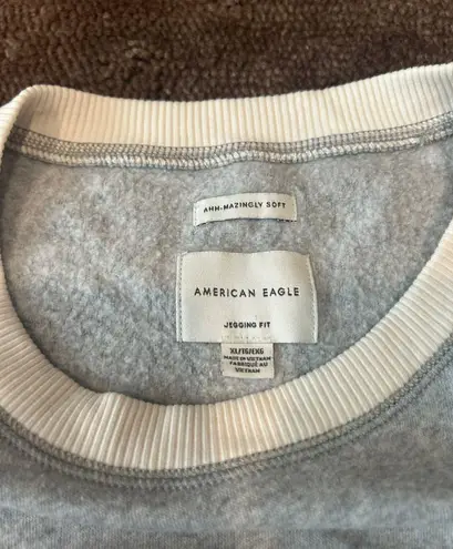 American Eagle Soft Jegging Fit Oversized Crewneck Sweatshirt White Grey Size XL