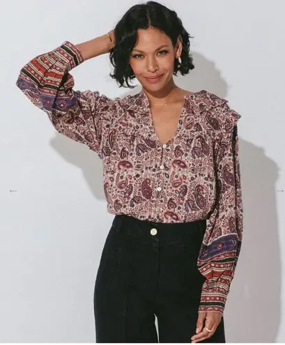 Cleobella Samara Puff Sleeve Button Up Blouse Small