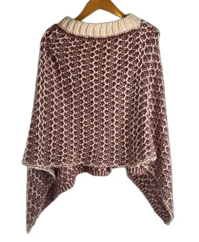 Simply Noelle  Chunky Knit Shawl Cardigan Purple & Cream Button Detail‎ One Size