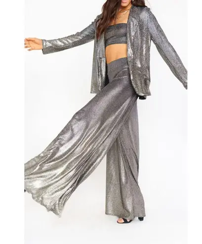 Show Me Your Mumu  Wide Leg Dance Pants in Disco Glitz Silver Metallic NWT