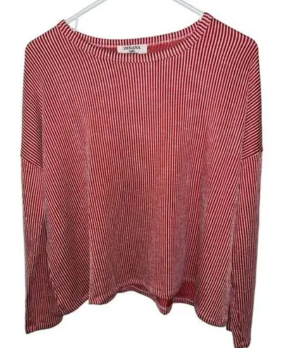 Zenana NWT  ribbed striped red long sleeve shirt L/XL