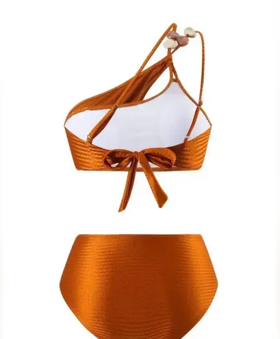 NWT AD European and American Split Bikini Sexy Soft Bikini Swimwear Rust S Orange