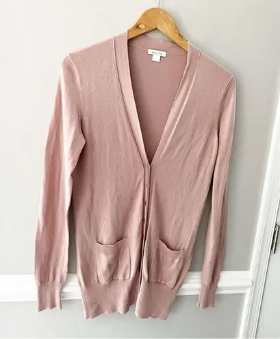 Garnet Hill Button Down Peachy Pink Lightweight Lagenlook Cardigan Sweater Small