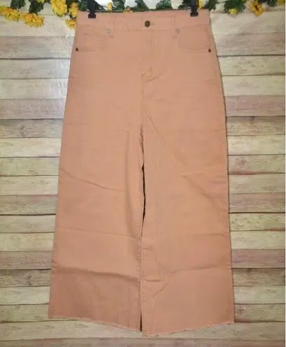 Mud Pie NWT Women's Crawford Wide Leg Jeans Raw Hem Ladies L Brown High Rise - Image 1