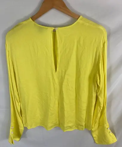 Something Navy  Yellow Long Sleeve Blouse Size Small