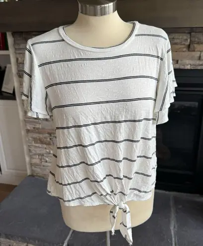Green Envelope White Relaxed Tie Front Tee Size L