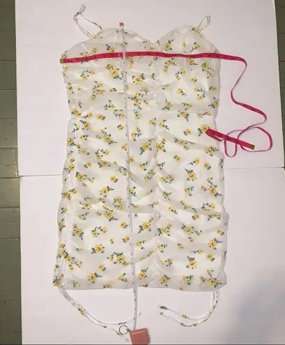 Purple Snow White Dress with Yellow and green Floral Pattern XL NWOT