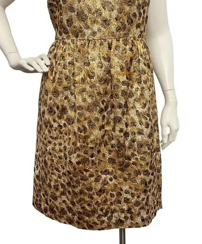 J.Crew  Women's Sz 4 Golden Brown Sheath Dress Leopard Print Bow Preppy Casual