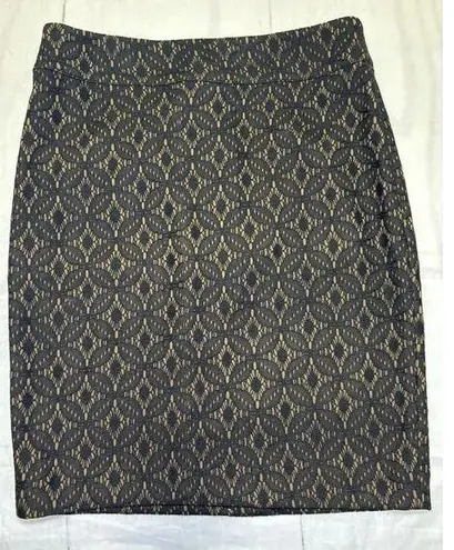 Loft  Womens Size 4 Multicolor Black Tan Pencil Skirt (rr)