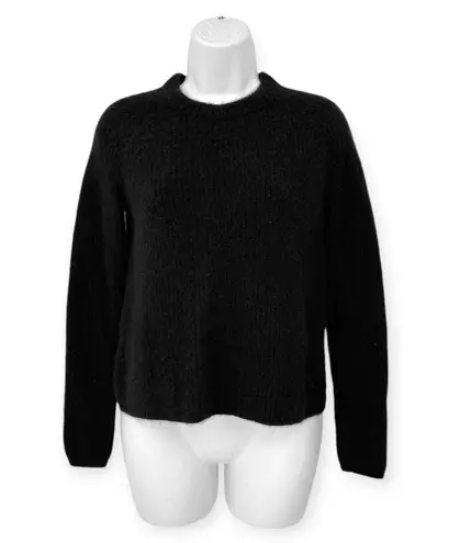 Jenni Kayne | Small | Cashmere Boxy Ribbed Crewneck Fisherman Sweater in Black