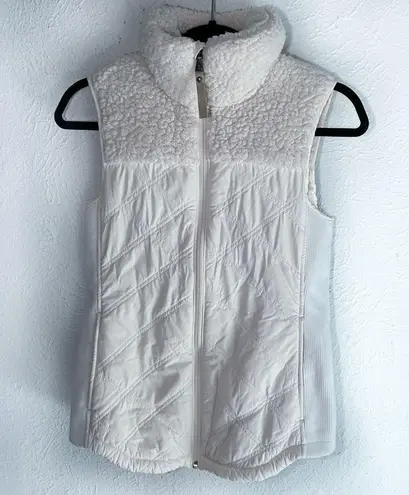 prAna Esla Fleece Vest White XS Rib Sides Hiking Outdoor