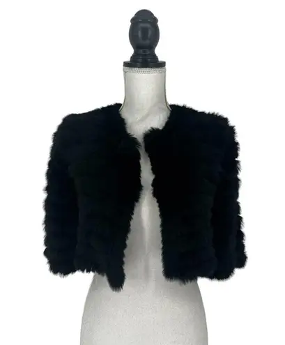 BCBGMAXAZRIA  100% Rabbit Fur Sophiana Jacket in Black