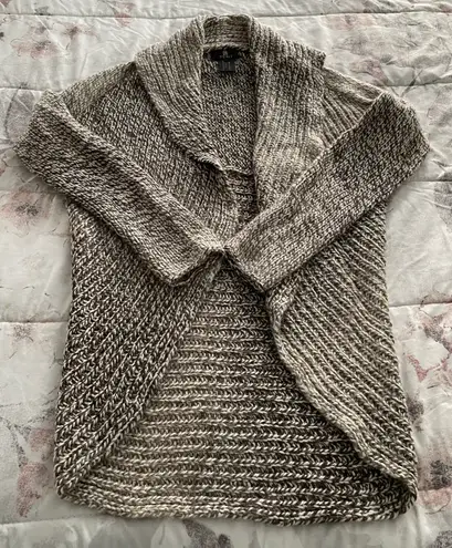 Tumi Peruvian Baby Alpaca & Wool Blend Marled Gray Shawl Collar Open Front Cardigan, size S - Image 5