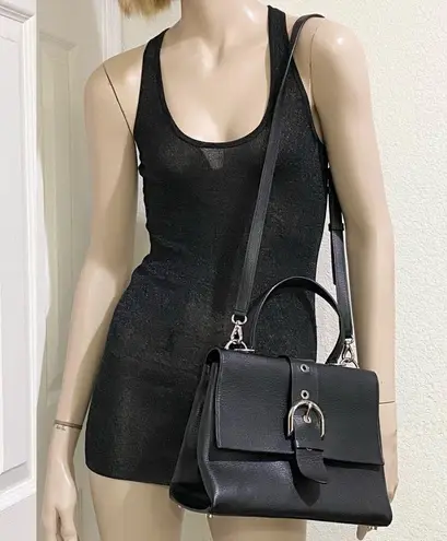 Henri Bendel Black Riverside Top Handle Satchel Bag Crossbody Purse Bag