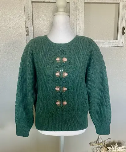 JG Hook 100% Wool Vintage Sweater With Shoulder Pads Green Size M