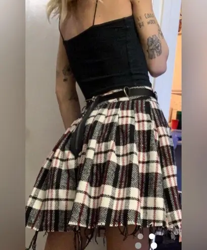 Dolls Kill Current Mood Plaid Black, Red & White Skirt w/ Ring Detail Size Small Black